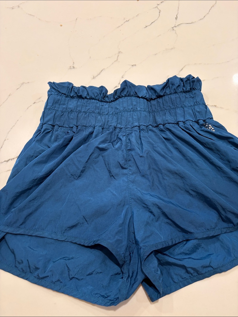 Free People Flirt High-Waist Blue Women’s Smocked Shorts